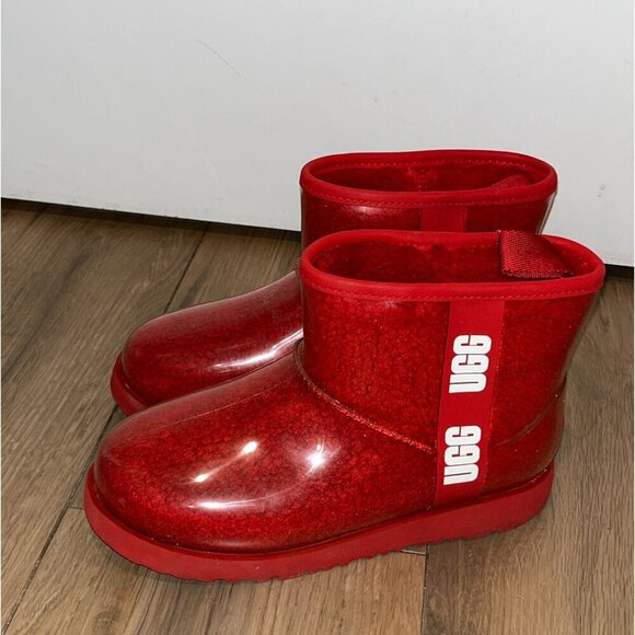UGG Red Classic Clear Mini Waterproof Boots Women’s Size 5 - Picture 1 of 9